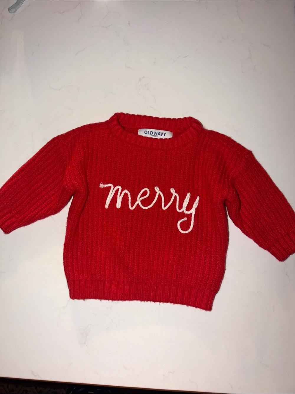 Baby Christmas Sweater Merry embroidered Red size: 0-3 months